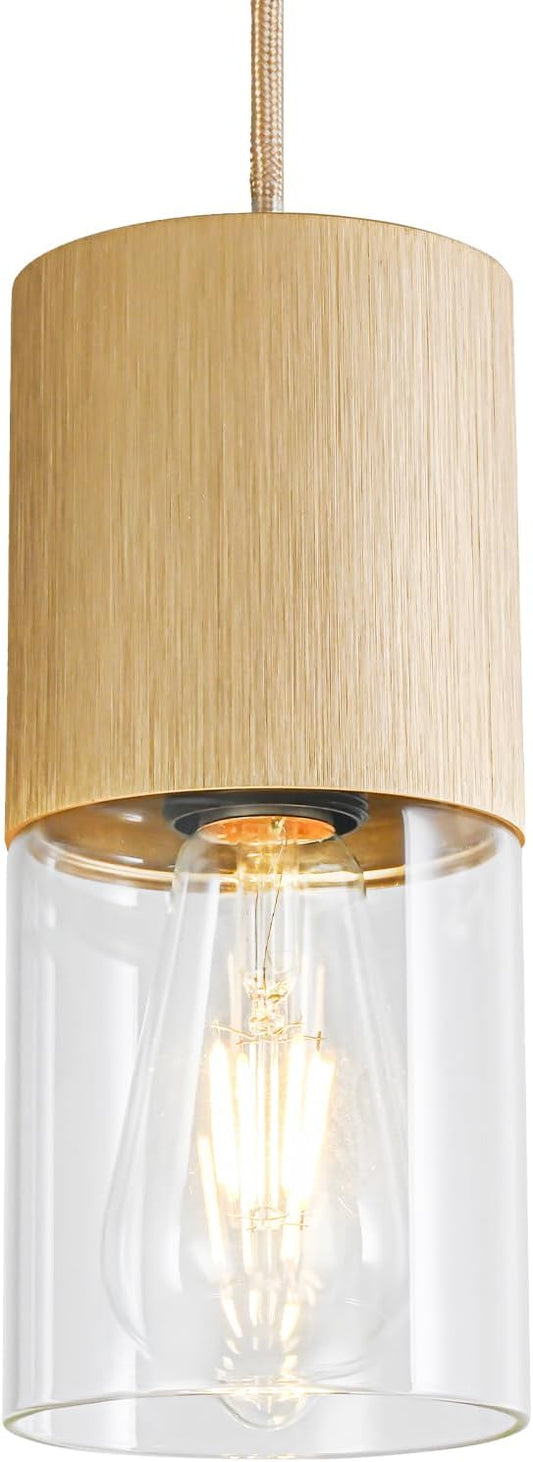 Gold Pendant Light Fixtures, Adjustable Modern Pendant Lights for Kitchen Island, Industrial Clear Glass Pendant Lights for Dining Table Hallway Bedroom Living Room,1 Pack