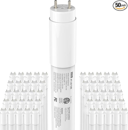 JESLED 50 Pack T8 LED Tube Lights 4FT, Fluorescent Replacement, 48 Inch, 14W, 2450LM, 5000K Daylight, Single or Double End Power, Type A+B, Plug and Play or Ballast Bypass, Frosted