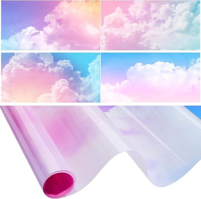 Amylove 4 Pcs Fluorescent Light Covers Classroom Ceiling Panels Light Filters with Backlit Film Material for Office School, 4 x 2 Feet(Fancy Color,Colored Clouds)