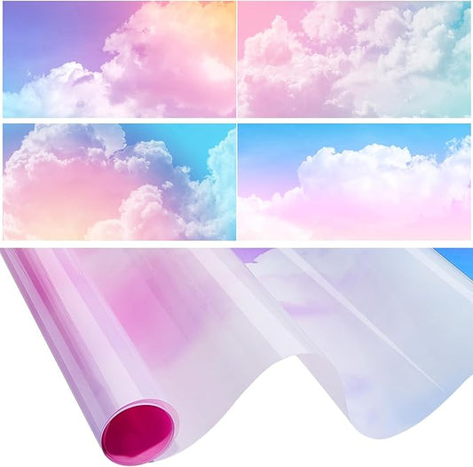 Amylove 4 Pcs Fluorescent Light Covers Classroom Ceiling Panels Light Filters with Backlit Film Material for Office School, 4 x 2 Feet(Fancy Color,Colored Clouds)