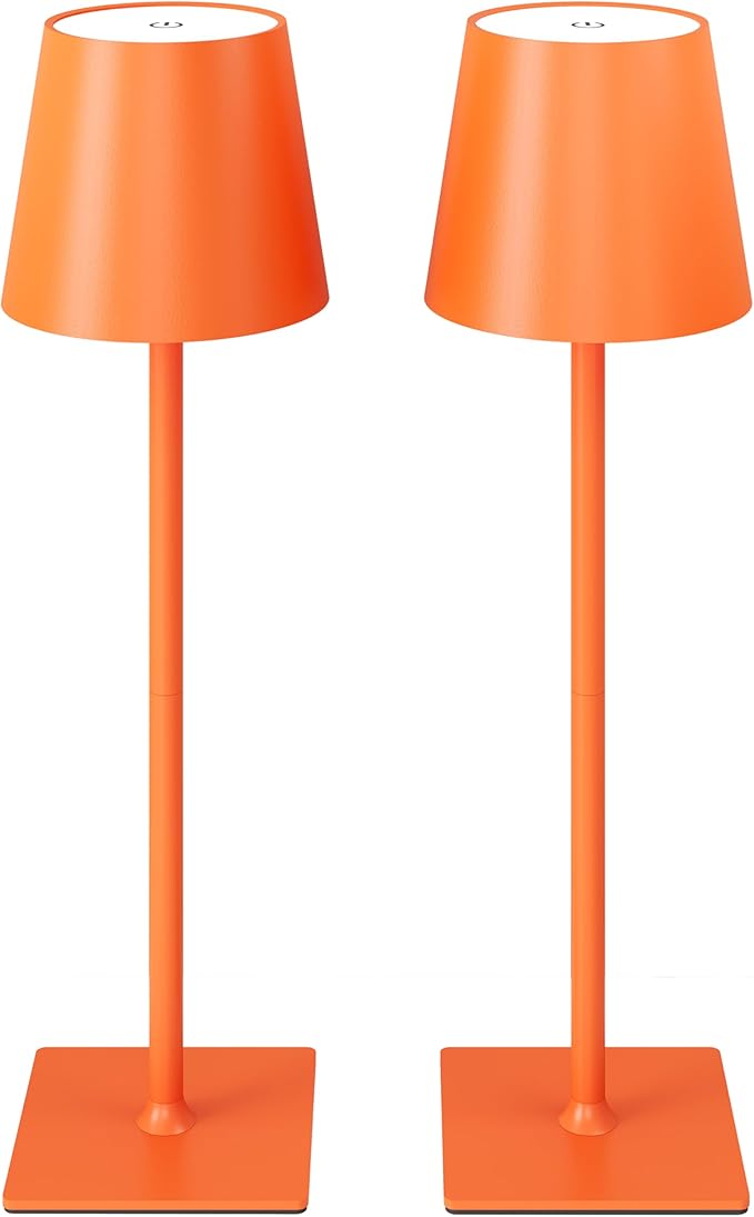 CHLORANTHUS 2 Pack Cordless Table Lamps, 3 Colors Stepless Dimming, 5000mAh Rechargeable Battery LED Desk Lamp for Bedroom/Couple Dinner/Desk/Cafe/Dining Room/Terrace