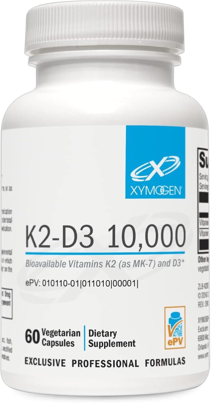XYMOGEN K2-D3 10000 - Vitamine D3 K2 - Vitamine D biodisponible 10 000 UI (cholécalciférol) avec MK-7 - Soutien cardiovasculaire, artériel, osseux + système immunitaire (60 gélules)