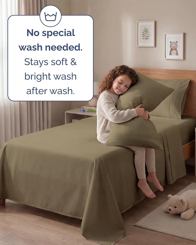 Twin 4 Piece Sheet Set - Comfy Breathable & Cooling - Ultra Soft Hotel Luxury Bedding Set with 8-16 Inch Deep Pockets - 1 Flat & 1 Fitted Sheet & 2 Pillowcases - Cozy, Wrinkle Free & Easy Care - Khaki