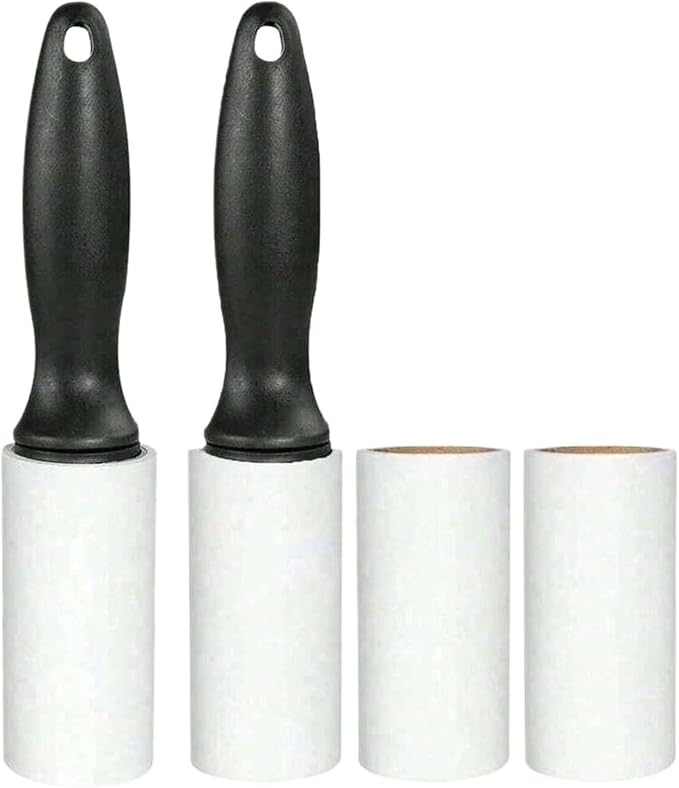 80/160 Sheets Sticky Lint Roller - Pet Hair Remover Set Includes 1 Handle and 2/4 Refills(2 Handles 4 Rollers)