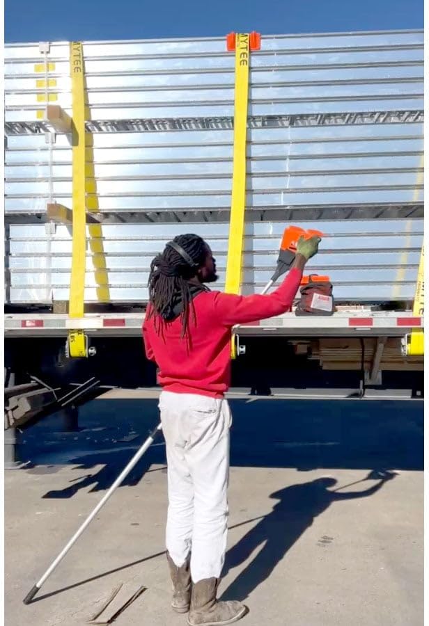 Mytee Products 8ft Edge Protector Pole for Flatbed Trucks - Corner Protector Placement Tool - Adjustable Extension Handle for V-Shaped Boards & V Edge Guards