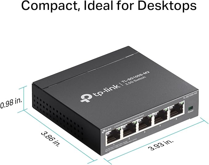 TP-Link TL-SG105S-M2 | 5-Port Multi-Gigabit 2.5G Ethernet Switch | Unmanaged Network Switch | Ethernet Splitter | Plug & Play | Desktop/Wall Mount | Silent Operation