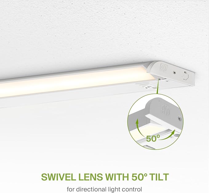 ASD Swivel LED Under Cabinet Lighting Plug in or Hardwired 40 Inch, Dimmable Under Cabinet Lights with High/Low/Off Switch, 3CCT 2700K-4000K, Linkable Under Counter Lights for Kitchen, White, ETL