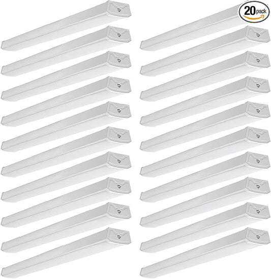 Sunco 20 Pack LED Garage Ceiling Lights Wraparound Fixture 4FT,Linkable Shop Light, 3500 LM, 40W=300W, 6000K Daylight Deluxe, Hardwired, Surface Mount, Utility Workshop Light ETL.