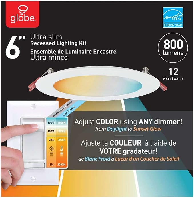 Globe Electric 91416 DuoBright Recessed Light, 6", White