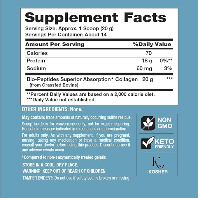 NeoCell Collagen Bio-Peptides Powder | 10oz | Super Hair, Skin, and Nails | Superior Absorption | Grassfed Protein Supplement | Advanced with 18 Essential Amino Acids