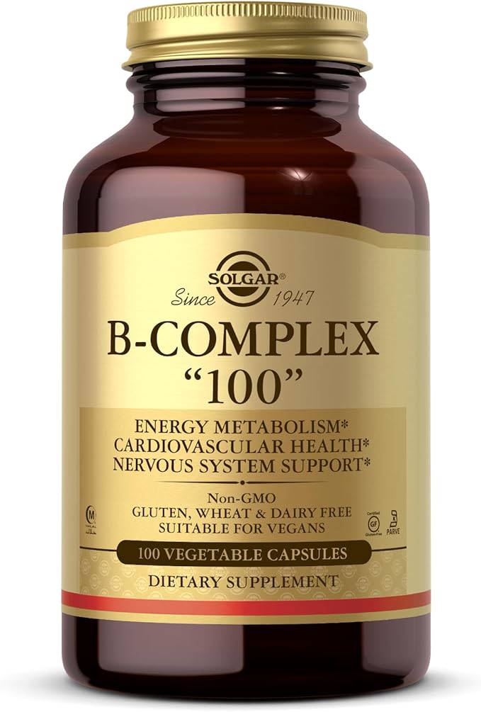 SOLGAR B-Complex 100", 100 gélules végétales - Santé cardiaque - Système nerveux & Vitamine D3 (cholécalciférol) 125 µg (5000 UI), 240 gélules végétales - Aide à maintenir