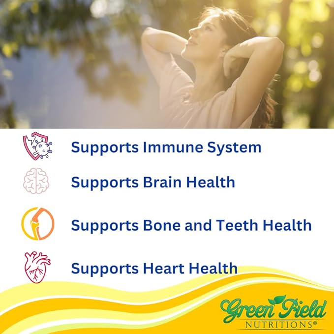 Greenfield Nutritions Vitamine D3 Halal 2000 UI Gélule - D3 Haute Puissance 50 mcg, 120 Mini-Gélules Non Aromatisées - Vitamines D Halal avec Gélatine de Bœuf Halal, Soutient l'Immunité, les Os, les Dents, le Cerveau et les Cheveux