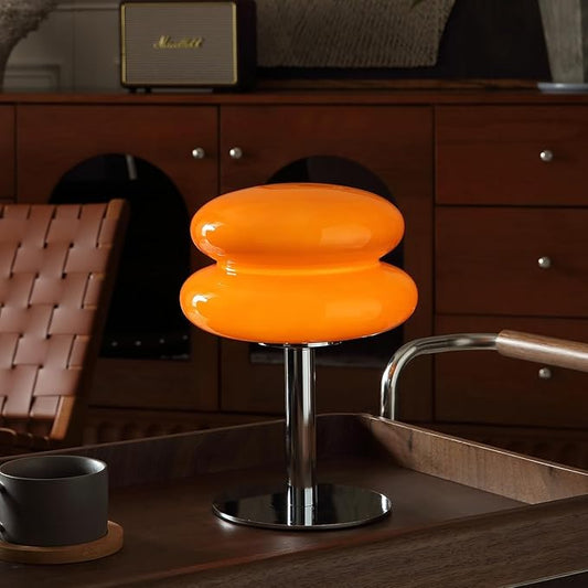 Glivpny Mushroom Lamp Table Lamp for Night Stands,Mid Century Modern Desk Lamps for Bedroom, Vintage Dimmable Bedside Small Cute Lamps, Cool Aesthetic House Warming Gifts New Home Decor (Orange)