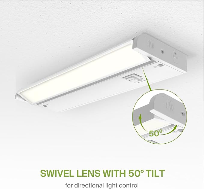 ASD Swivel LED Under Cabinet Lighting Plug in or Hardwired 12 Inch, Dimmable Under Cabinet Lights with High/Low/Off Switch, 3CCT 2700K-4000K, Linkable Under Counter Lights for Kitchen, White, ETL