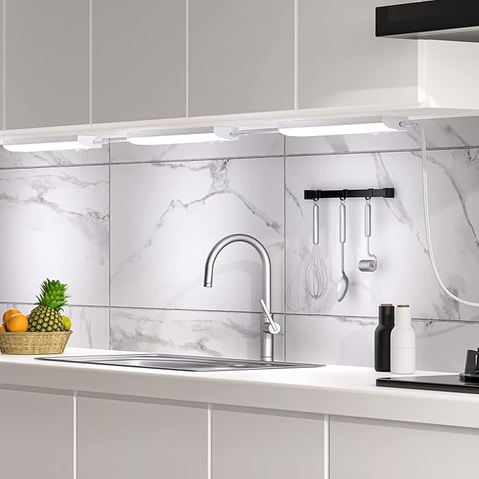 PESUTEN led Under Cabinet Task Lighting for Kitchen Plug-in Closet Light dimmable Under Cabinet Light 3 Color 3000K/4000K/5000K for Kitchen Garage Counter/Sink Area 12 inch
