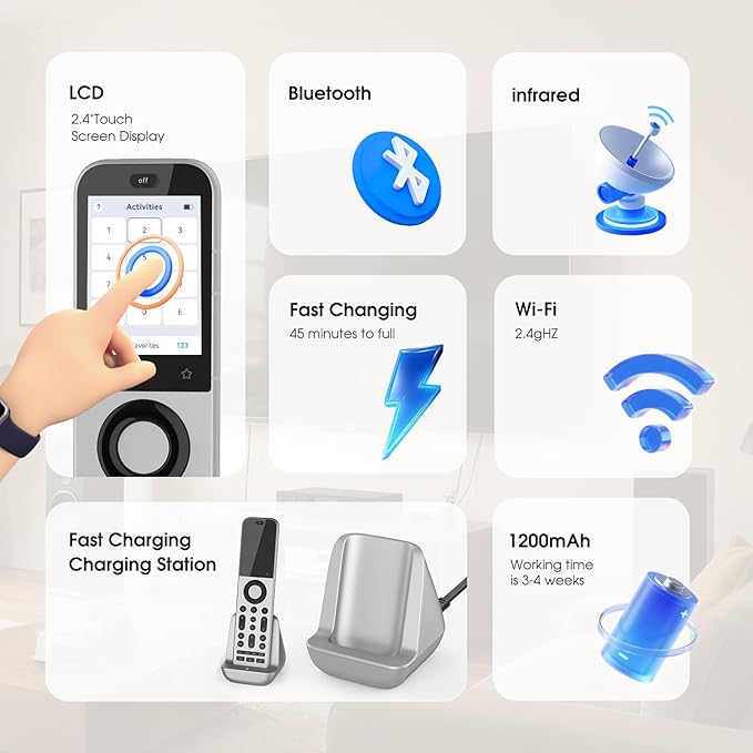 SofaBaton X2 Universal Remote Control with HUB Charging Dock,Touchscreen | 2.4GWiFi, BT, IR, RF,Sleep Timer,Numeric keypad,Customize Activities,All-in-One Smart Remote,Support Alexa & Home Assistant