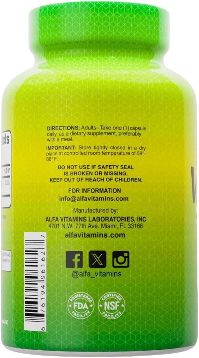 ALFA VITAMINES Vitamine D3 1000 UI, favorise la santé immunitaire, l'absorption du calcium, la santé des os et des articulations, complément alimentaire pour le bien-être quotidien, sans OGM, sans gluten, 100 gélules
