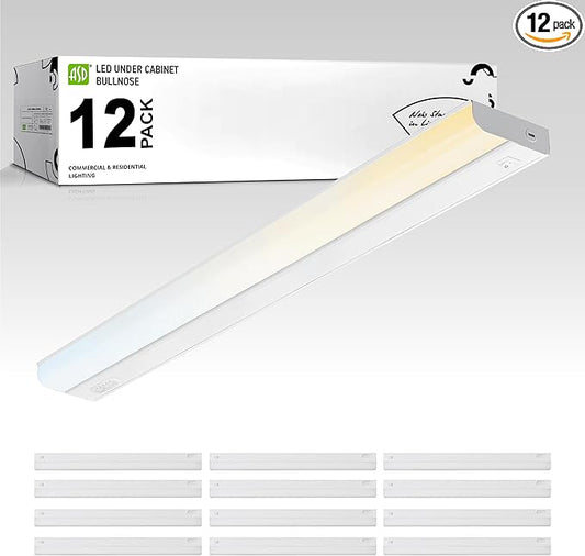 ASD LED Under Cabinet Lighting Hardwired, 32 Inch 16W 2700K-5000K Selectable, 1436LM, CRI90+, Direct Wire Linkable Under Counter Lights for Kitchen, Dimmable Under Cabinet Lights, White, UL, 12 Pack