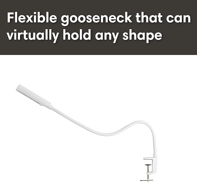 Reliable UberLight Flex 3100TL Task Light – LED Portable Desk Light with Clamp, USB Connection, 26.5” Flexible Gooseneck, 270° Rotational Head, 9 Light Settings, and up to 60,000 Hours of Use (White)