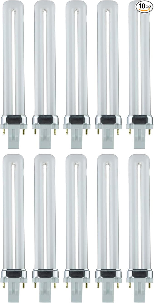 Sunlite PL13/SP27K Compact Fluorescent Single U-Shaped Twin Tube Light Bulb, 13 Watts, 120 Volts, 720 Lumens, 2-Pin GX23 Base, 2700K Soft White, 10 Pack