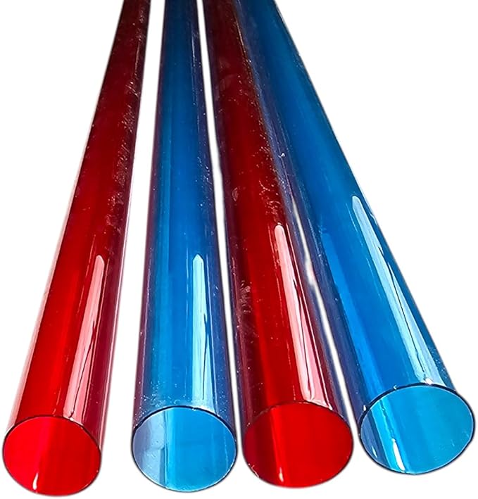 T5 F28 4' | T-5 Tube Lamps Sleeves | 48" Fluorescent Tube Guard with End Caps | 3/4" Wide | Fluorolite Plastics | Color: RED AND BLUE | 4 Pack