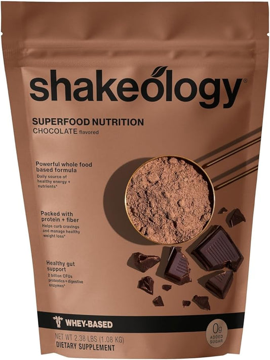 Shakeology Mélange de protéines de lactosérum en poudre 0 g de sucre ajouté, boisson sans gluten avec vitamines et minéraux – Aide à favoriser une perte de poids saine, des muscles maigres et la santé intestinale – Chocolat, 30 portions