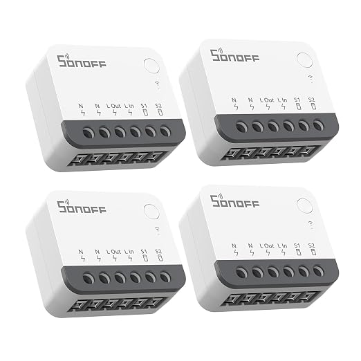 SONOFF Zigbee 3.0 Smart Relay Switch, Mini in-Wall Light Switch Module, Compatible with Alexa Google Home SmartThings, ZBMINIR2 4-Pack (Zigbee Hub & Neutral Wire Required)