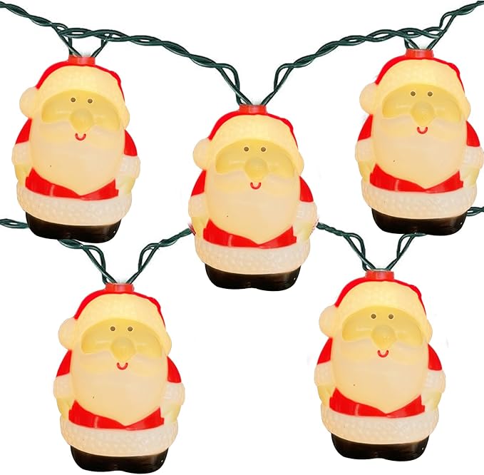 Christmas Santa String Lights, 8.5Ft Christmas Decorations Lights Outdoor with 10 Santa Claus Lights, Plug in Christmas Fairy Lights Waterproof for Indoor Xmas Tree Window Patio Garden Bedroom Decor