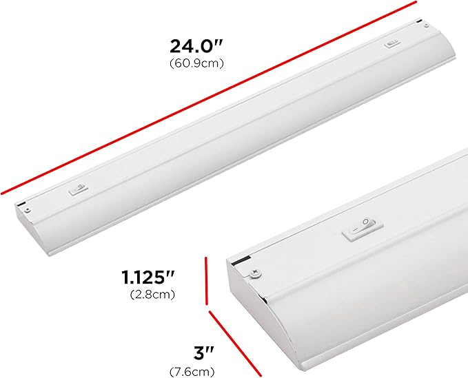 UltraPro 24 inch Hardwired Under Cabinet Lights, 3 Color Settings - 2700K/4000K/5000K - Warm White, Cool White, and Daylight, Under Cabinet Lighting, Dimmable Under Counter Lights for Kitchen, 45368