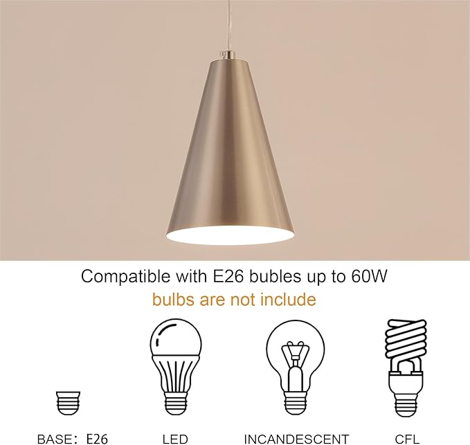 Brushed Nickel Plug In Pendant Light,Hanging Lights with Plug In Cord On/Off Switch, Mini Silver Pendant Lights for Kitchen Island,Modern Chandelier with Metal Shade,Hanging Lamps for Bedroom