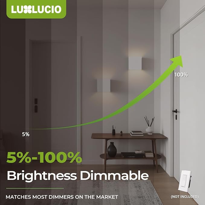 2 Pack Indoor Outdoor White Up and Down LED Wall Light, Modern Bedroom/Porch Wall Lamp, IP65 Waterproof, 5%-100% Dimmable 18W 1620lm, 5CCT (2700K-5000K), CRI90+, 120V-277V