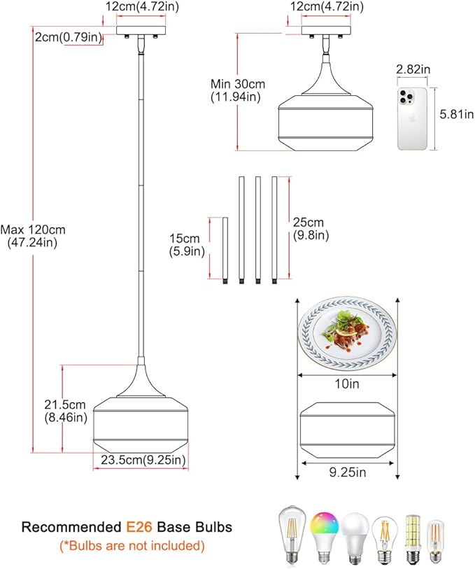 Retro Gold Pendant Lights Kitchen Island Lighting Fixture, Glass Pendant Light Large Brass with Large Thickened Amber Glass Shade, Classic Globe Pendant Light. Adjustable Hanging Light for Home Decor