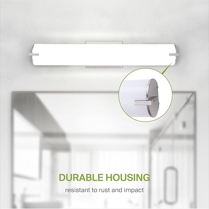 ASD LED 24" Vanity Wall Mount Light Fixture, Linear Bathroom Lighting Bar | 3CCT, Dimmable, Energy Star, ETL Listed | 25W 1950LM 3000-5000K 120V | Long Tube Bath Sconce Over Mirror | Nickel, 4 Pack
