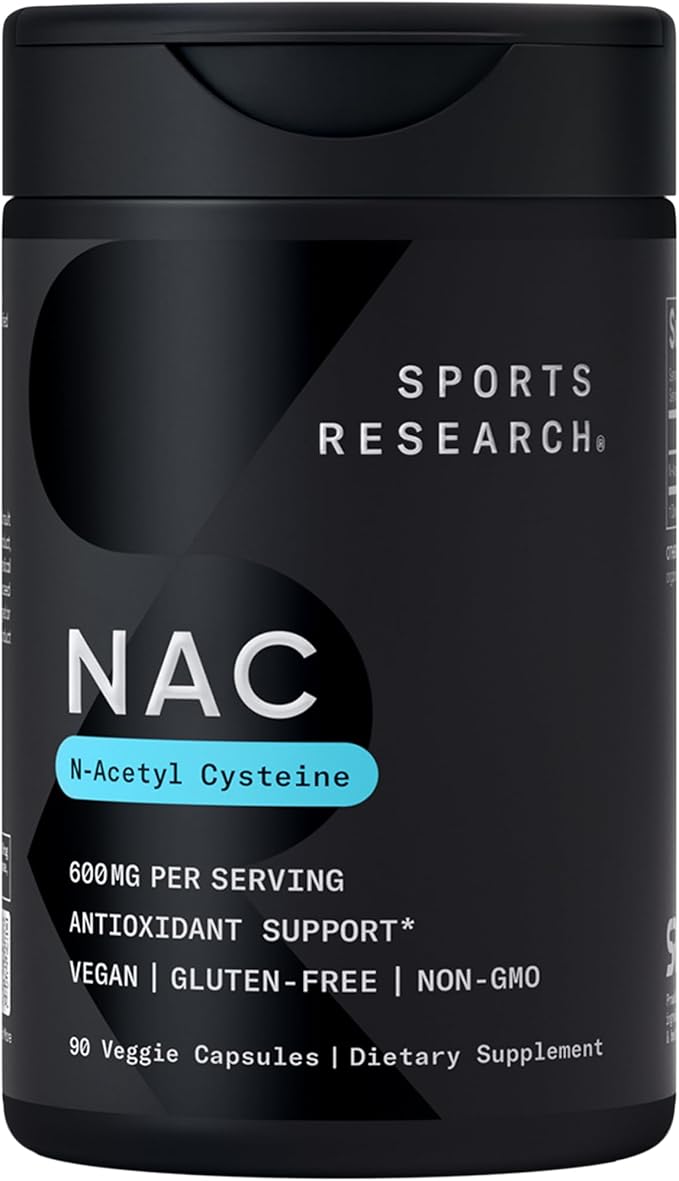 Sports Research Vitamin D3 K2 with Coconut Oil, Turmeric Curcumin C3 Complex Softgels with Bioperine Black Pepper Extract & Organic Coconut Oil and N-Acetyl L-Cysteine (NAC) 600mg Veggie Capsules
