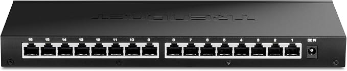 TRENDnet 16-Port Unmanaged 2.5G Desktop Network Ethernet Switch, TEG-S3160, 16 x 2.5Gb RJ-45 Ports, 80Gbps Switching Capacity, Ethernet Splitter, NDAA & TAA Compliant, Lifetime Protection, Black
