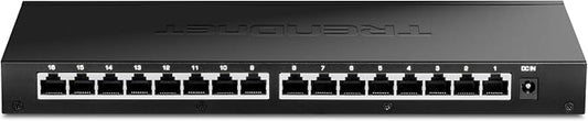 TRENDnet 16-Port Unmanaged 2.5G Desktop Network Ethernet Switch, TEG-S3160, 16 x 2.5Gb RJ-45 Ports, 80Gbps Switching Capacity, Ethernet Splitter, NDAA & TAA Compliant, Lifetime Protection, Black