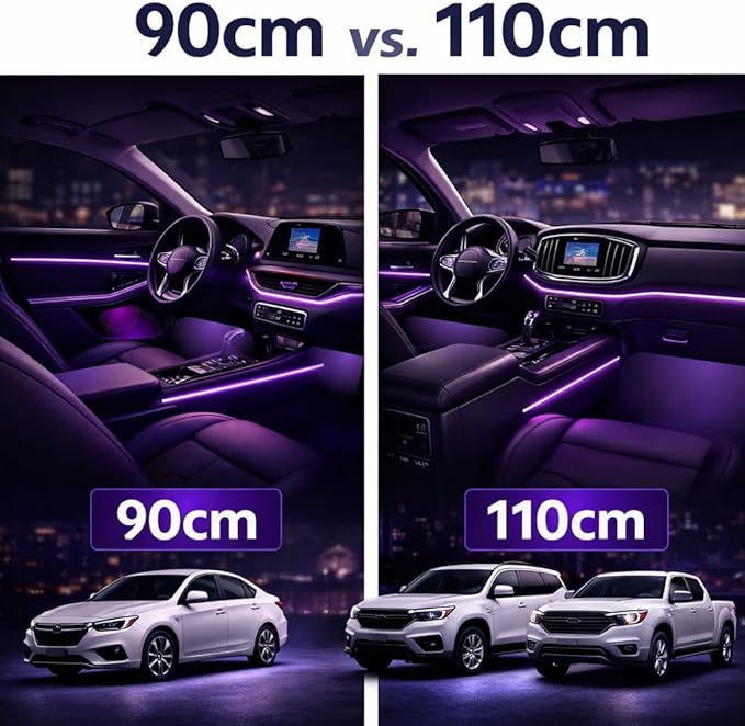 Acrylic Interior Car LED Strip Lights, Dreamcolor 10-in-1 Car Ambient Lighting Kit, with APP Control, 622 LED Fiber Optic Strip Lights for Cars, Supports Neon Sync with Music DIY Mode