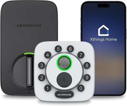 ULTRALOQ Bolt SE Smart Lock, Built-in Wi-Fi, Matter Over Thread, Works with Apple Home, Alexa, Google, 7-in-1 Keyless Entry Deadbolt with Fingerprint ID, App, Code, Remote Control, Gray