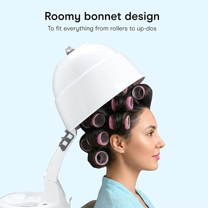 Conair Bonnet Hair Dryer | Hands-Free Drying for Fine, Medium, Thick, Curly, and Textured Hair, White, HH320L