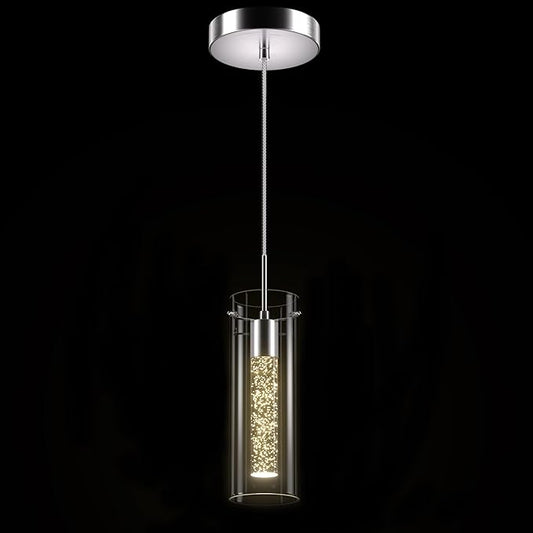 Pendant Ceiling Light Fixture, 2700K Pendant Lights for Kitchen Island Crystal Pendant Light Brushed Nickel, 1 Pack Integrated Kitchen Hanging Light Fixture Modern Island Light with Clear Glass