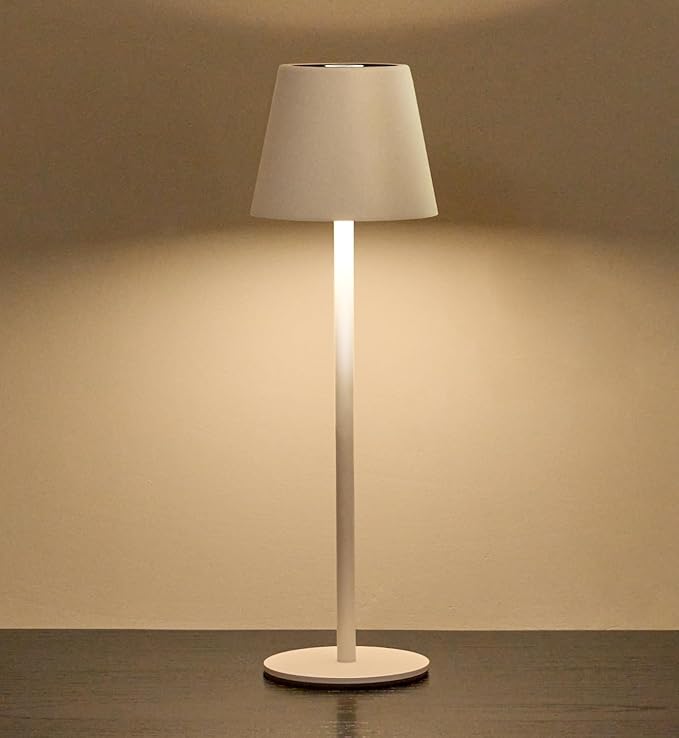 Cordless Table Lamp, Portable Battery Operated Lamp with 3 Color Temps and Stepless Dimming, Rechargeable Table Lamp for Dinner, Desk, Cafe, Outdoor (White)