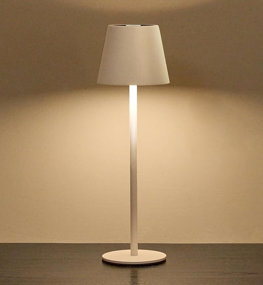 Cordless Table Lamp, Portable Battery Operated Lamp with 3 Color Temps and Stepless Dimming, Rechargeable Table Lamp for Dinner, Desk, Cafe, Outdoor (White)