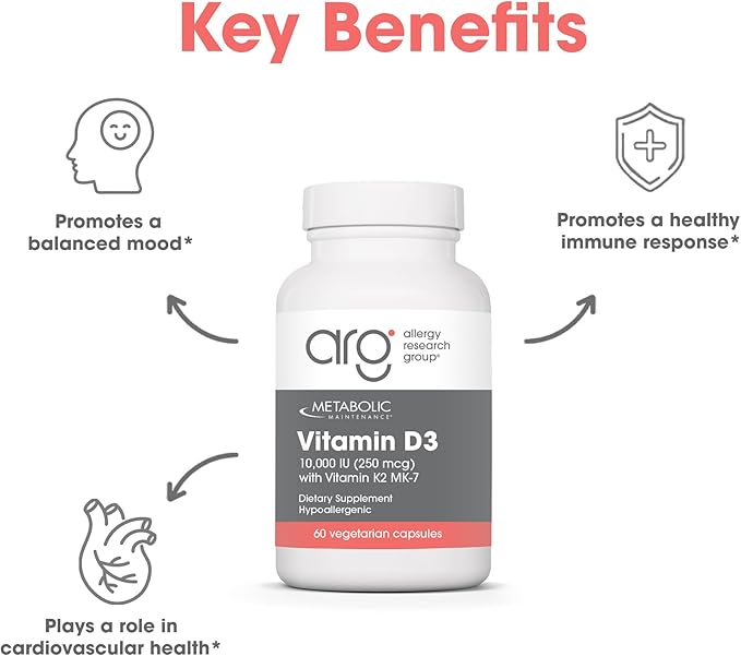 Metabolic Maintenance Vitamine D3 10000 UI - Apporte 250 mcg de Vitamine D3 - Soutient la Force Osseuse, l'Équilibre Immunitaire et le Bien-être de l'Humeur - 90 Portions - 90 Gélules