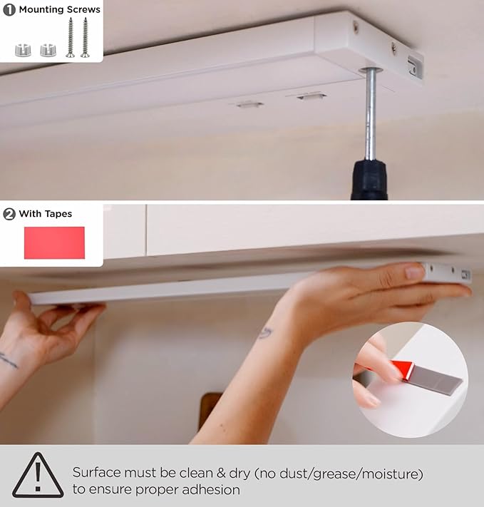 12 Inch Under Cabinet Lighting Plug in, 7W 120V 3 Color 3000K/4000K/5000K, 3 Brightness, Super Bright, Ultra Thin Under Counter Lights for Kitchen, Linkable LED Cabinet Light, White 2Pack