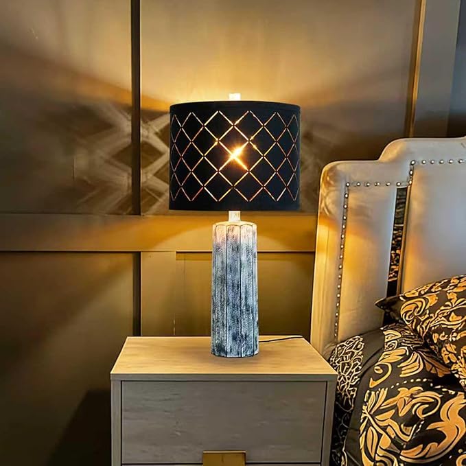 24'' Table Lamps Set of 2 for Bedroom Living Room, Traditional Resin Farmhouse Vintage Nightstand Bedside Lamps, 2 Bulbs Included (Wash Blue)