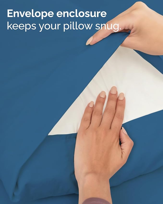 Twin XL 4 Piece Sheet Set - Comfy Breathable & Cooling - Ultra Soft Hotel Luxury Bedding Set w/ 8-16 Inch Deep Pockets - 1 Flat & 1 Fitted Sheet & 2 Pillowcases - Wrinkle Free & Easy Care - Denim Blue