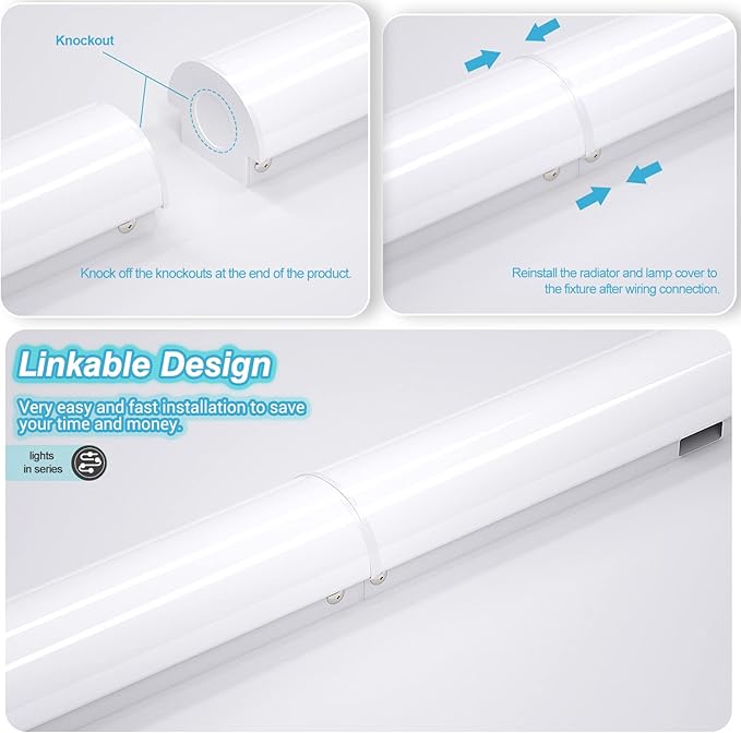 ANTLUX 8FT LED Shop Lights 110W Strip Lights [6-lamp T8 Fluorescent Equiv.], 12000LM, 5000K, Compact Commercial 8 Foot Light Fixtures for Warehouse, Garage, Energy Saving up to 4000W/5 Years, 6 Pack