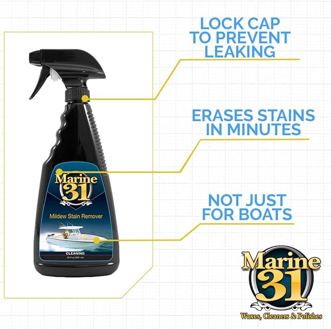 Nettoyant & Détachant Marine 31 contre la Moisissure | Efficace pour les Bateaux, Maisons, Terrasses, Salles de Bain & Douches | Élimine les Taches de Moisissure | Lot Combo | M31-370-RFK-1 | 20oz & Gallon