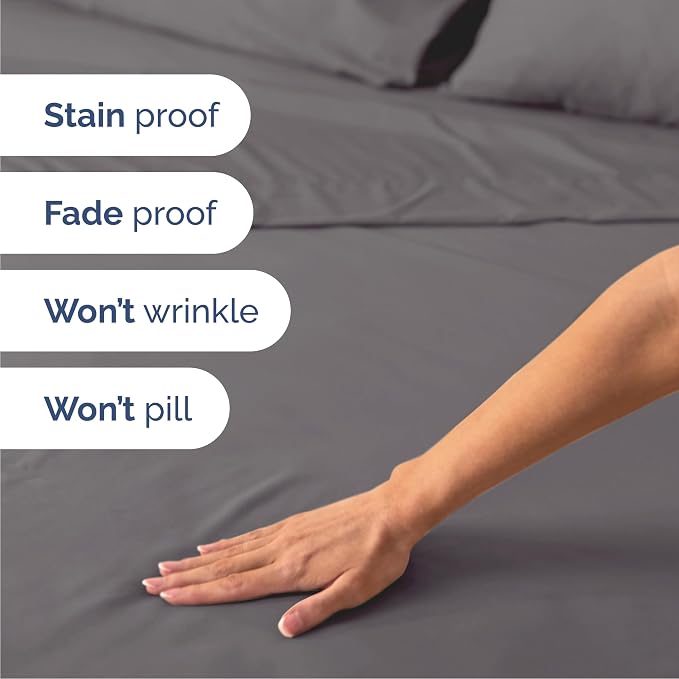 Cal King 6 Piece Sheet Set - Comfy Breathable & Cooling - Ultra Soft Hotel Luxury Bedding Set w/ 8-16 Inch Deep Pockets - 1 Flat & 1 Fitted Sheet & 4 Pillowcases - Wrinkle Free & Easy Care - Dark Grey