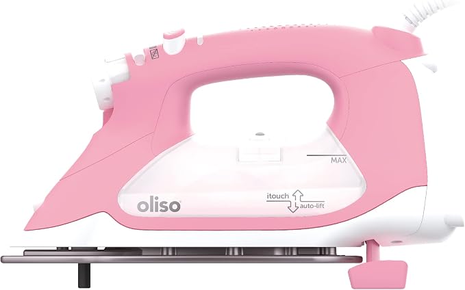 oliso TG1600 ProPlus Auto-Lift Steam Iron - Sewing Quilting & Clothes Ironing – 1800W, Rosé